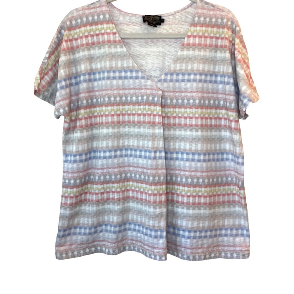 Pendleton White and Blue Boxy Short Sleeve Tee